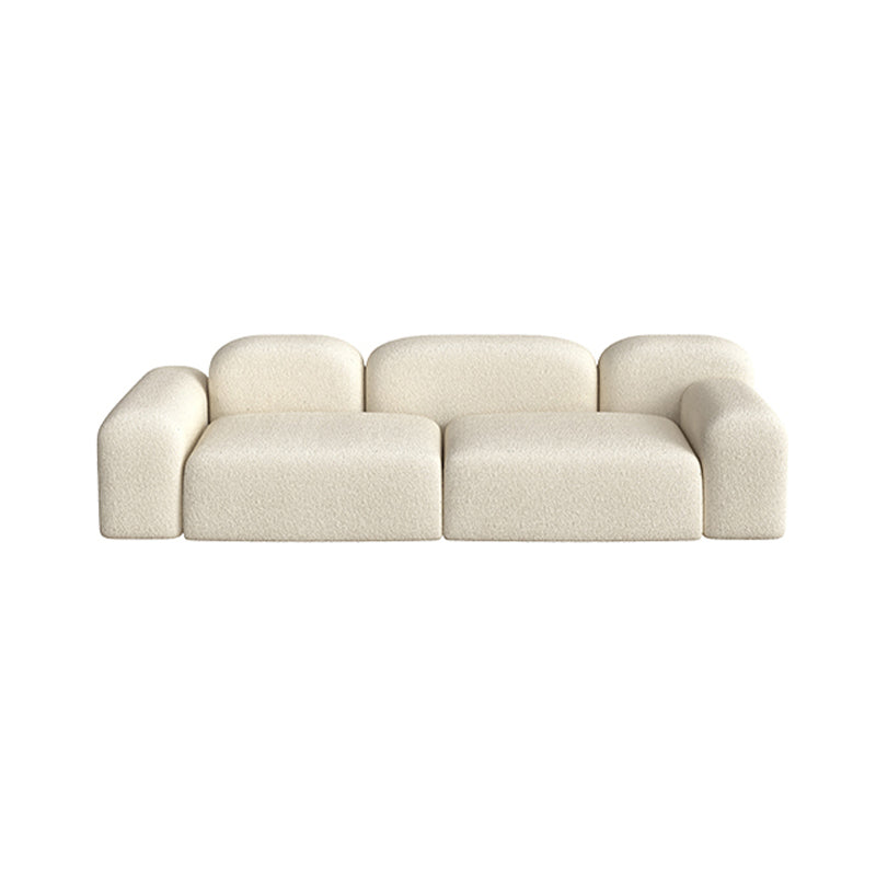 Scandinavian Sofa Fabric White Cushions Standard Square Arm Living Room Seating 98"L x 37"W x 26"H Clearhalo 'furn' 'furn_sofas' 'Furniture' 'Living Room Furniture' 'Sofa' 'sofas' 7533727