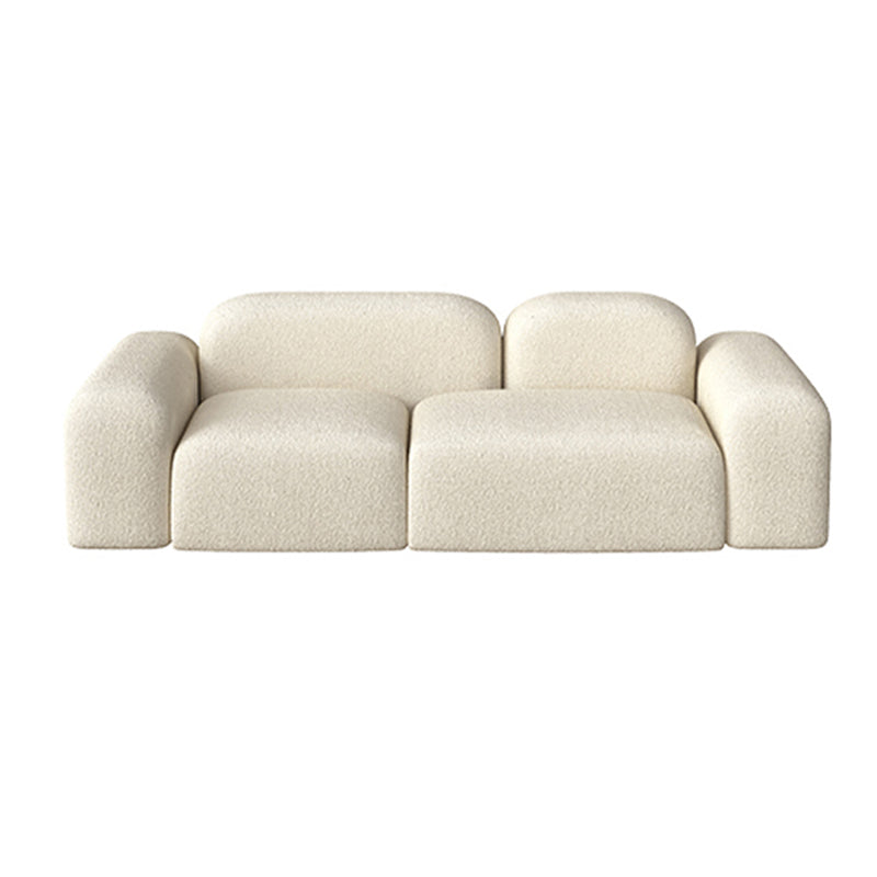 Scandinavian Sofa Fabric White Cushions Standard Square Arm Living Room Seating Clearhalo 'furn' 'furn_sofas' 'Furniture' 'Living Room Furniture' 'Sofa' 'sofas' 7533728