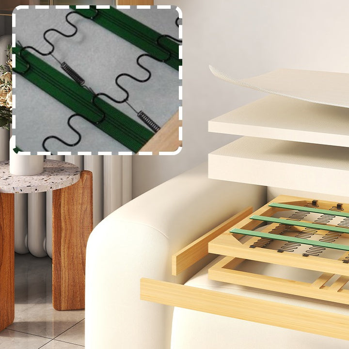 Scandinavian Sofa Fabric White Cushions Standard Square Arm Living Room Seating Clearhalo 'furn' 'furn_sofas' 'Furniture' 'Living Room Furniture' 'Sofa' 'sofas' 7533732