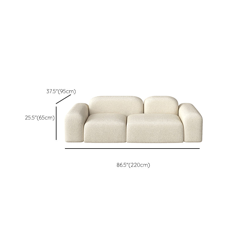 Scandinavian Sofa Fabric White Cushions Standard Square Arm Living Room Seating Clearhalo 'furn' 'furn_sofas' 'Furniture' 'Living Room Furniture' 'Sofa' 'sofas' 7533733