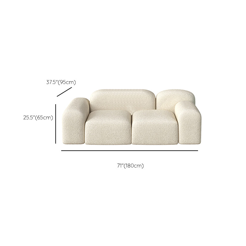 Scandinavian Sofa Fabric White Cushions Standard Square Arm Living Room Seating Clearhalo 'furn' 'furn_sofas' 'Furniture' 'Living Room Furniture' 'Sofa' 'sofas' 7533735