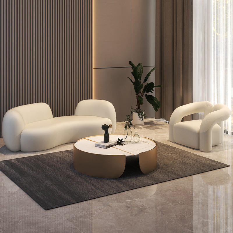 Scandinavian Seating Fabric Living Room White Tuxedo Arm Cushions Curved Sofa Clearhalo 'furn' 'furn_sofas' 'Furniture' 'Living Room Furniture' 'Sofa' 'sofas' 7533738