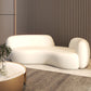 Scandinavian Seating Fabric Living Room White Tuxedo Arm Cushions Curved Sofa 98.4"L x 41.3"W x 28.3"H Clearhalo 'furn' 'furn_sofas' 'Furniture' 'Living Room Furniture' 'Sofa' 'sofas' 7533739