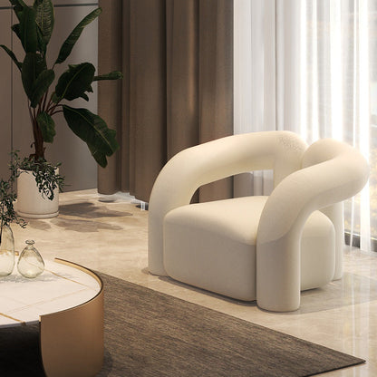 Scandinavian Seating Fabric Living Room White Tuxedo Arm Cushions Curved Sofa 32.7"L x 31.5"W x 27.6"H Clearhalo 'furn' 'furn_sofas' 'Furniture' 'Living Room Furniture' 'Sofa' 'sofas' 7533740