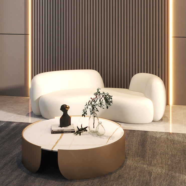 Scandinavian Seating Fabric Living Room White Tuxedo Arm Cushions Curved Sofa Clearhalo 'furn' 'furn_sofas' 'Furniture' 'Living Room Furniture' 'Sofa' 'sofas' 7533741