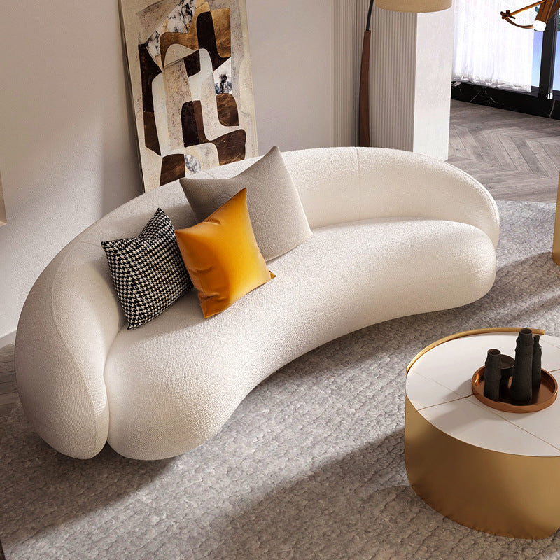 Skandinavisches Sofa Stoff weiß Wohnzimmer Smoking Armkissen gebogener Sofa
