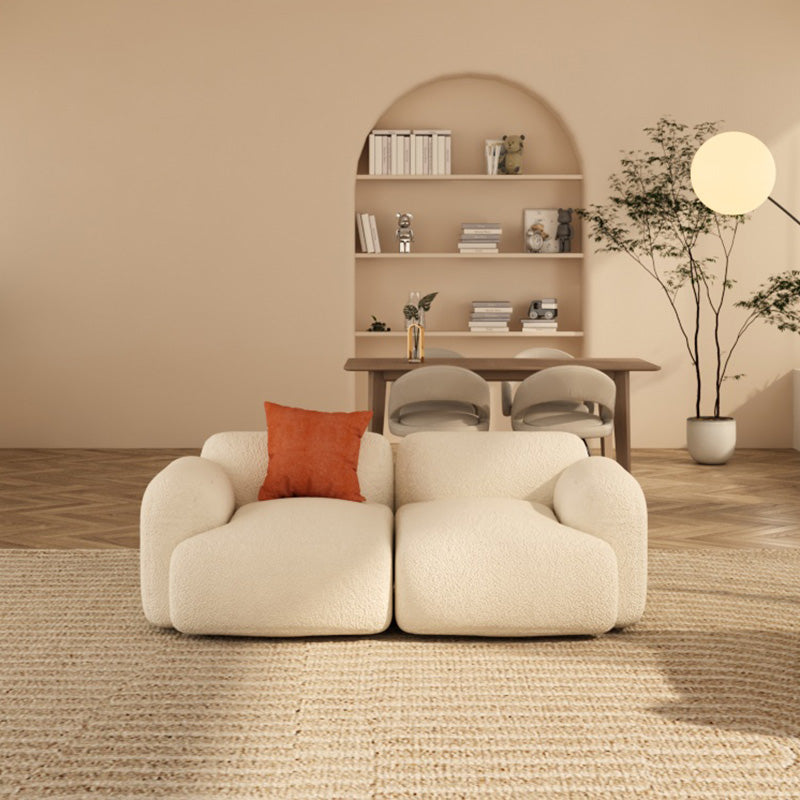 Scandinavian Seating White Fabric Living Room Recessed Arm Cushions Standard Sofa 63"L x 36"W x 28"H Clearhalo 'furn' 'furn_sofas' 'Furniture' 'Living Room Furniture' 'Sofa' 'sofas' 7533837