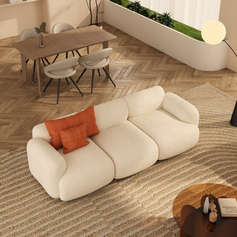 Scandinavian Seating White Fabric Living Room Recessed Arm Cushions Standard Sofa Clearhalo 'furn' 'furn_sofas' 'Furniture' 'Living Room Furniture' 'Sofa' 'sofas' 7533838