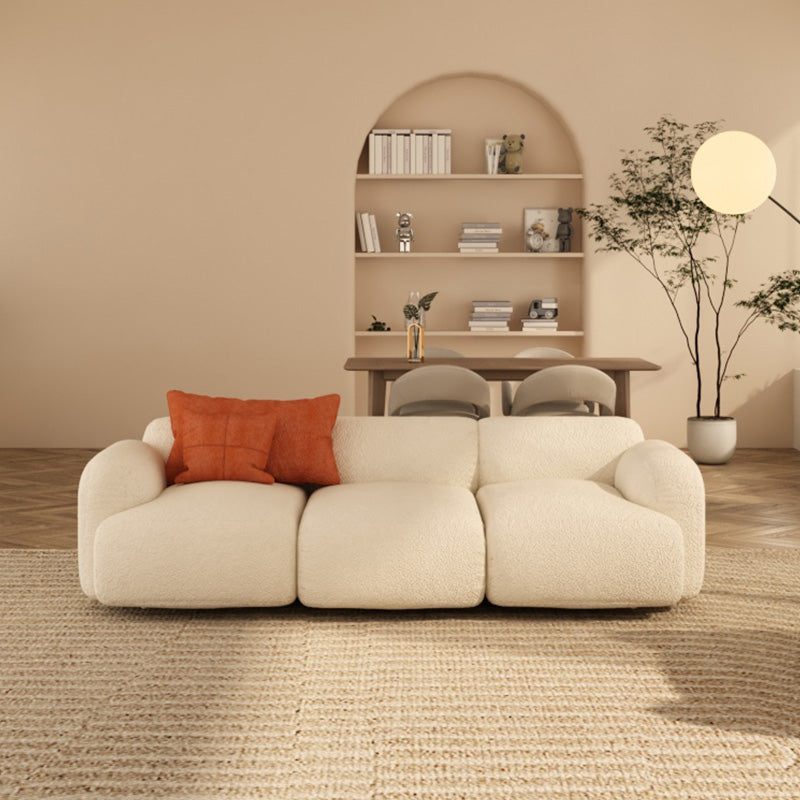 Scandinavian Seating White Fabric Living Room Recessed Arm Cushions Standard Sofa 82.7"L x 36.2"W x 27.6"H Clearhalo 'furn' 'furn_sofas' 'Furniture' 'Living Room Furniture' 'Sofa' 'sofas' 7533839