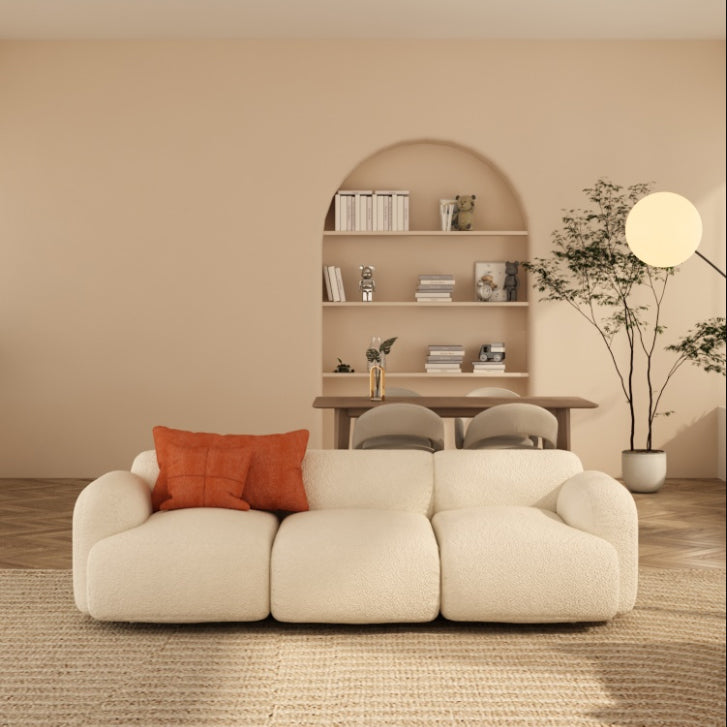Scandinavian Seating White Fabric Living Room Recessed Arm Cushions Standard Sofa Clearhalo 'furn' 'furn_sofas' 'Furniture' 'Living Room Furniture' 'Sofa' 'sofas' 7533840