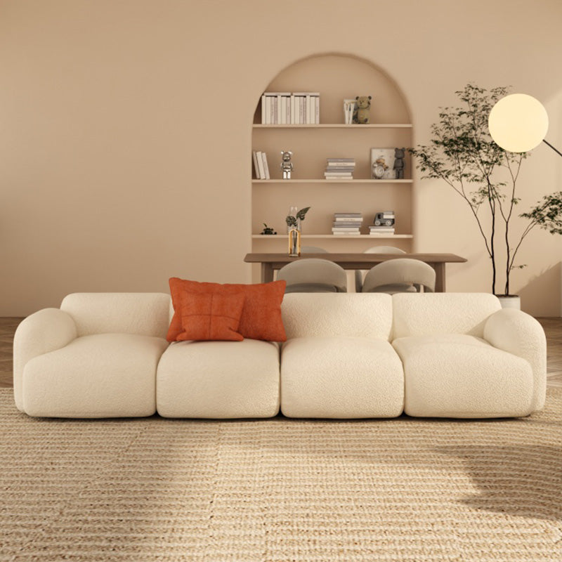 Scandinavian Seating White Fabric Living Room Recessed Arm Cushions Standard Sofa 110"L x 36"W x 28"H Clearhalo 'furn' 'furn_sofas' 'Furniture' 'Living Room Furniture' 'Sofa' 'sofas' 7533841