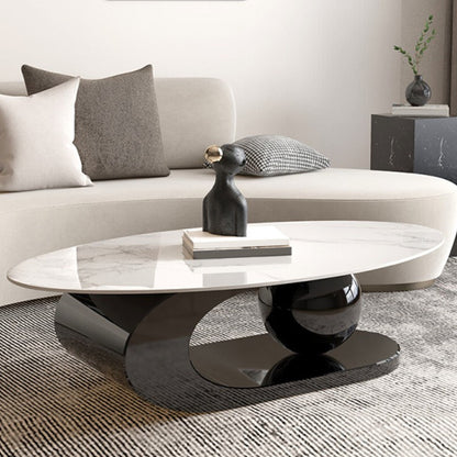 Glam Metal Abstract Base Cocktail Table Slate Top Coffee Table
