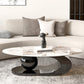 Glam Metal Abstract Base Cocktail Table Slate Top Coffee Table