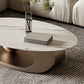 Glam Metal Abstract Base Cocktail Table Slate Top Coffee Table