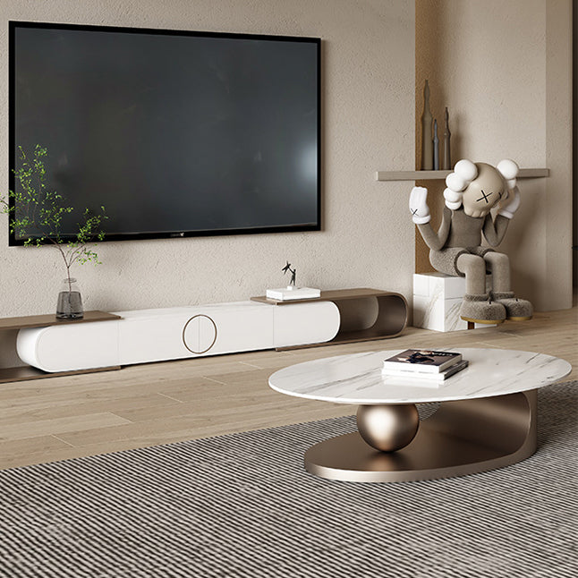 Glam Metal Abstract Base Cocktail Table Slate Top Coffee Table