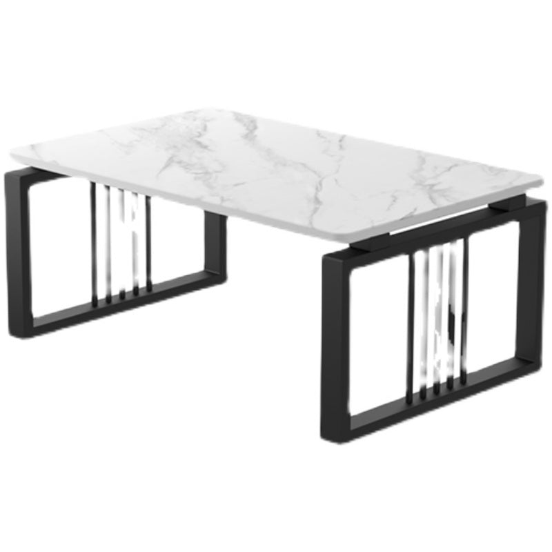 Glam Style Gold Iron Sled Base Coffee Table Rectangle Slate Table