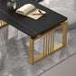 Glam Style Gold Iron Sled Base Coffee Table Rectangle Slate Table