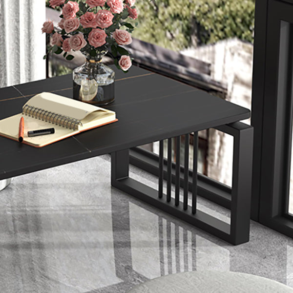 Glam Style Gold Iron Sled Base Coffee Table Rectangle Slate Table