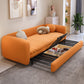 Orange Sleeper Sofa with Tight Back and Square Arms in Faux Leather
