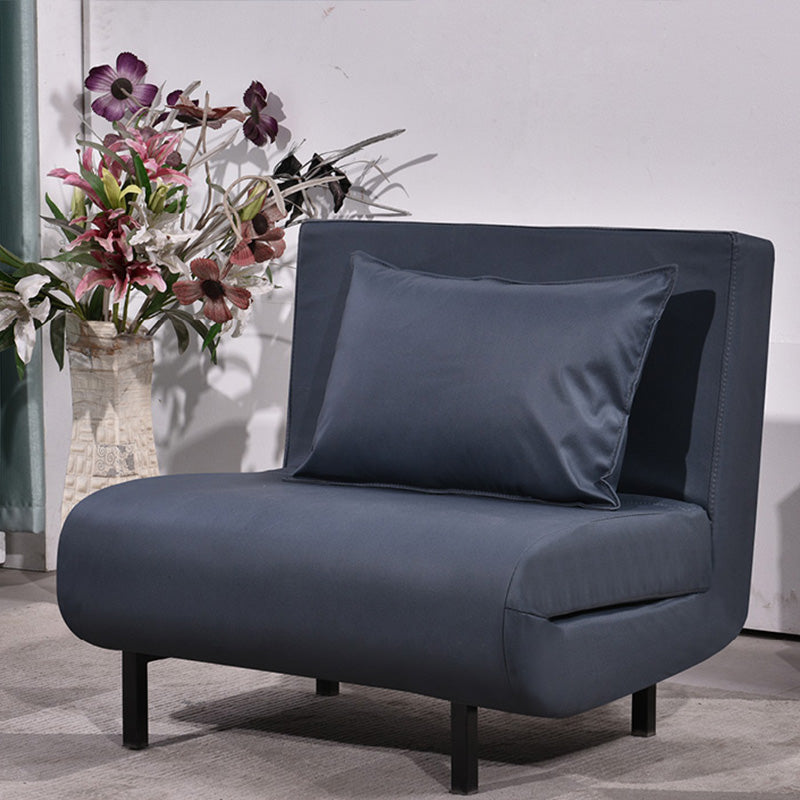 Contemporary Convertible Sofas with Tight Back in Faux Leather/Linen Blend 35"L x 28"W x 32"H Dark Blue Clearhalo 'furn' 'furn_futons' 'Furniture' 'Futons & Daybeds' 'Futons' 'Living Room Furniture' 7533965