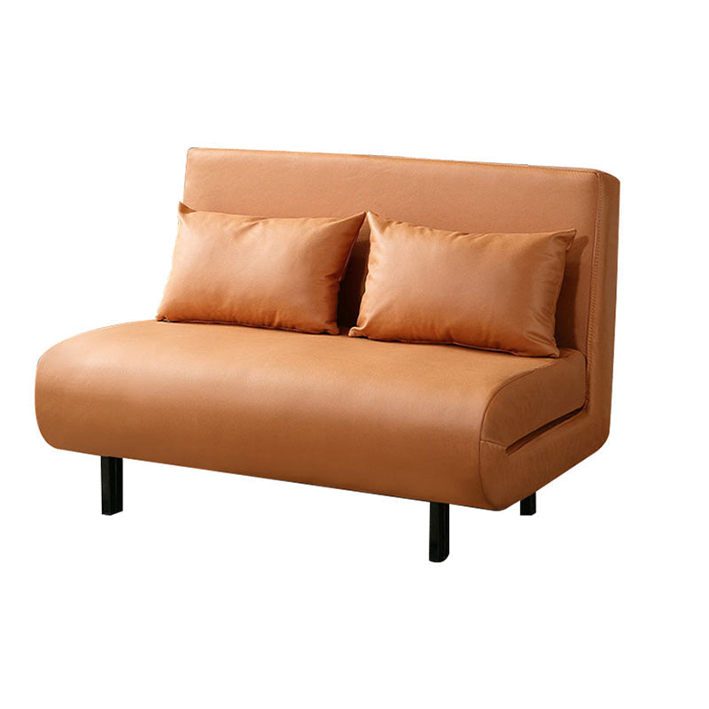Contemporary Convertible Sofas with Tight Back in Faux Leather/Linen Blend Clearhalo 'furn' 'furn_futons' 'Furniture' 'Futons & Daybeds' 'Futons' 'Living Room Furniture' 7533969