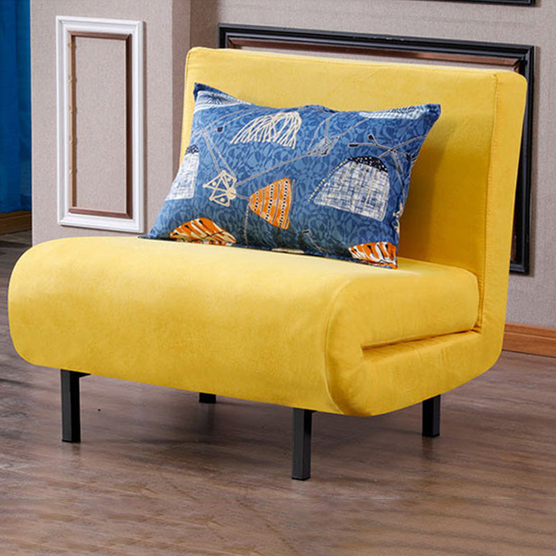 Contemporary Convertible Sofas with Tight Back in Faux Leather/Linen Blend 35"L x 28"W x 32"H Yellow Clearhalo 'furn' 'furn_futons' 'Furniture' 'Futons & Daybeds' 'Futons' 'Living Room Furniture' 7533974