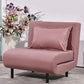 Contemporary Convertible Sofas with Tight Back in Faux Leather/Linen Blend 35"L x 28"W x 32"H Pink Clearhalo 'furn' 'furn_futons' 'Furniture' 'Futons & Daybeds' 'Futons' 'Living Room Furniture' 7533981