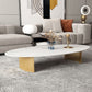 Glam Oval Slate Top Coffee Table Steel 2 Legs Cocktail Table Clearhalo 'Coffee & Accent Tables' 'Coffee Tables' 'coffee_tables' 'furn' 'furn_coffee_tables' 'Furniture' 'Living Room Furniture' 7533987