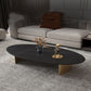 Glam Oval Slate Top Coffee Table Steel 2 Legs Cocktail Table Clearhalo 'Coffee & Accent Tables' 'Coffee Tables' 'coffee_tables' 'furn' 'furn_coffee_tables' 'Furniture' 'Living Room Furniture' 7533989