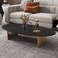 Glam Oval Slate Top Coffee Table Steel 2 Legs Cocktail Table Clearhalo 'Coffee & Accent Tables' 'Coffee Tables' 'coffee_tables' 'furn' 'furn_coffee_tables' 'Furniture' 'Living Room Furniture' 7533990