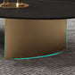 Glam Oval Slate Top Coffee Table Steel 2 Legs Cocktail Table Clearhalo 'Coffee & Accent Tables' 'Coffee Tables' 'coffee_tables' 'furn' 'furn_coffee_tables' 'Furniture' 'Living Room Furniture' 7533992