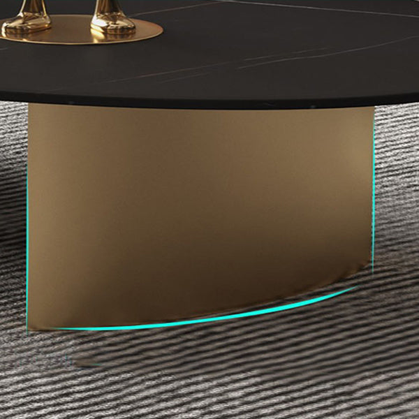 Glam Oval Slate Top Coffee Table Steel 2 Legs Cocktail Table Clearhalo 'Coffee & Accent Tables' 'Coffee Tables' 'coffee_tables' 'furn' 'furn_coffee_tables' 'Furniture' 'Living Room Furniture' 7533992