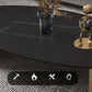 Glam Oval Slate Top Coffee Table Steel 2 Legs Cocktail Table Clearhalo 'Coffee & Accent Tables' 'Coffee Tables' 'coffee_tables' 'furn' 'furn_coffee_tables' 'Furniture' 'Living Room Furniture' 7533995