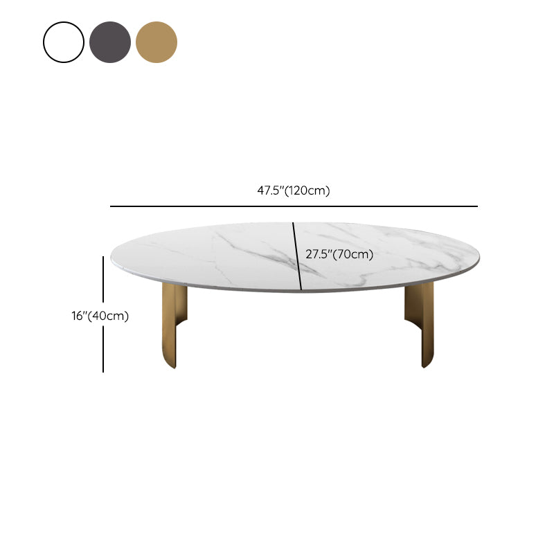 Glam Oval Slate Top Coffee Table Steel 2 Legs Cocktail Table Clearhalo 'Coffee & Accent Tables' 'Coffee Tables' 'coffee_tables' 'furn' 'furn_coffee_tables' 'Furniture' 'Living Room Furniture' 7533998
