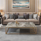 Glam Style Gold Iron Frame Coffee Table Gray Slate Table Top Coffee