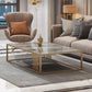 Glam Style Gold Iron Frame Coffee Table Gray Slate Table Top Coffee
