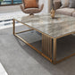 Glam Style Gold Iron Frame Coffee Table Gray Slate Table Top Coffee