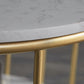 Oval Top Coffee Table Steel Sled Base Cocktail Table with Shelf