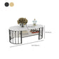 Oval Top Coffee Table Steel Sled Base Cocktail Table with Shelf