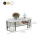 Oval Top Coffee Table Steel Sled Base Cocktail Table with Shelf