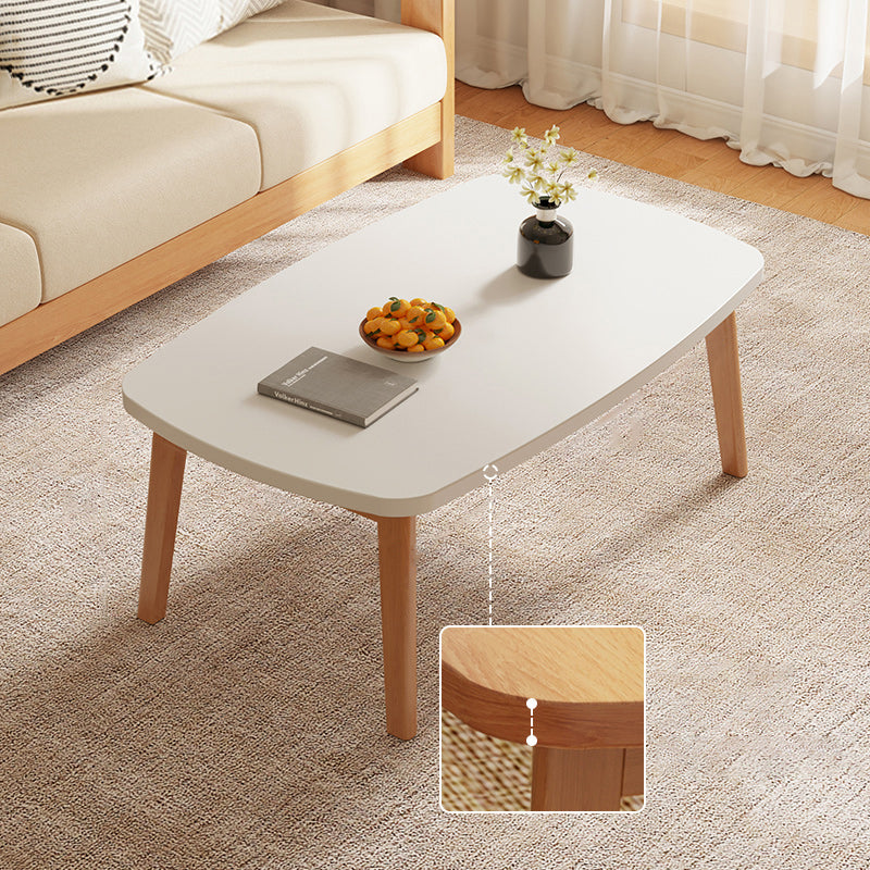 Simple Solid Wood Rectangular Coffee Table 4 Legs Folding Cocktail Table 31"L x 22"W x 17"H White Non-Foldable Clearhalo 'Coffee & Accent Tables' 'Coffee Tables' 'coffee_tables' 'furn' 'furn_coffee_tables' 'Furniture' 'Living Room Furniture' 7534075
