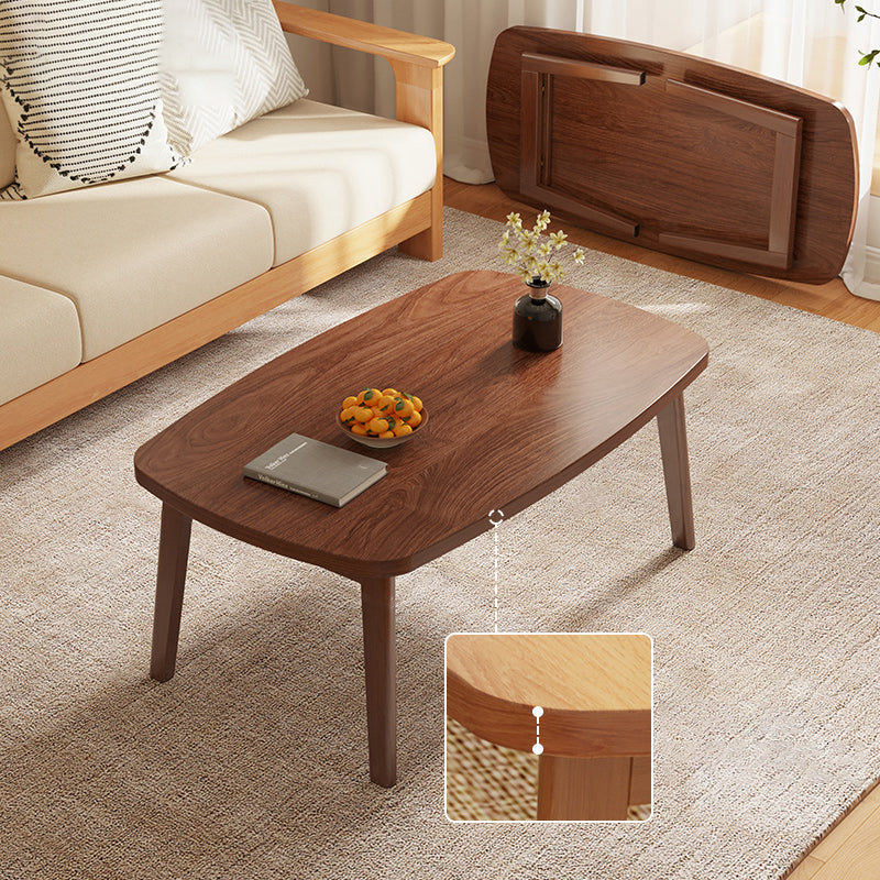 Simple Solid Wood Rectangular Coffee Table 4 Legs Folding Cocktail Table 31"L x 22"W x 17"H Walnut Foldable Clearhalo 'Coffee & Accent Tables' 'Coffee Tables' 'coffee_tables' 'furn' 'furn_coffee_tables' 'Furniture' 'Living Room Furniture' 7534091