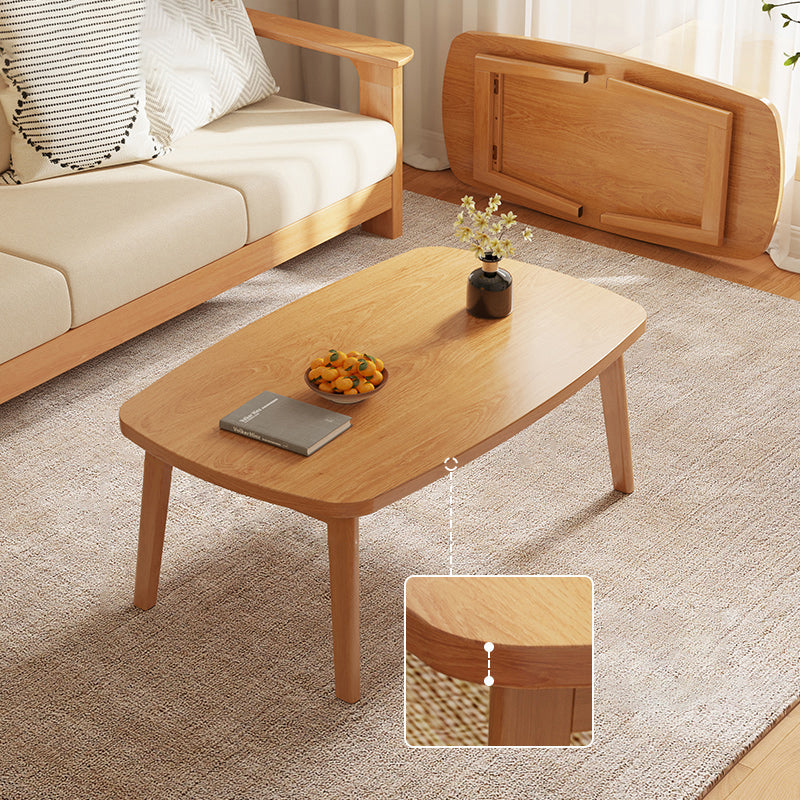 Simple Solid Wood Rectangular Coffee Table 4 Legs Folding Cocktail Table 31"L x 22"W x 17"H Natural Foldable Clearhalo 'Coffee & Accent Tables' 'Coffee Tables' 'coffee_tables' 'furn' 'furn_coffee_tables' 'Furniture' 'Living Room Furniture' 7534092