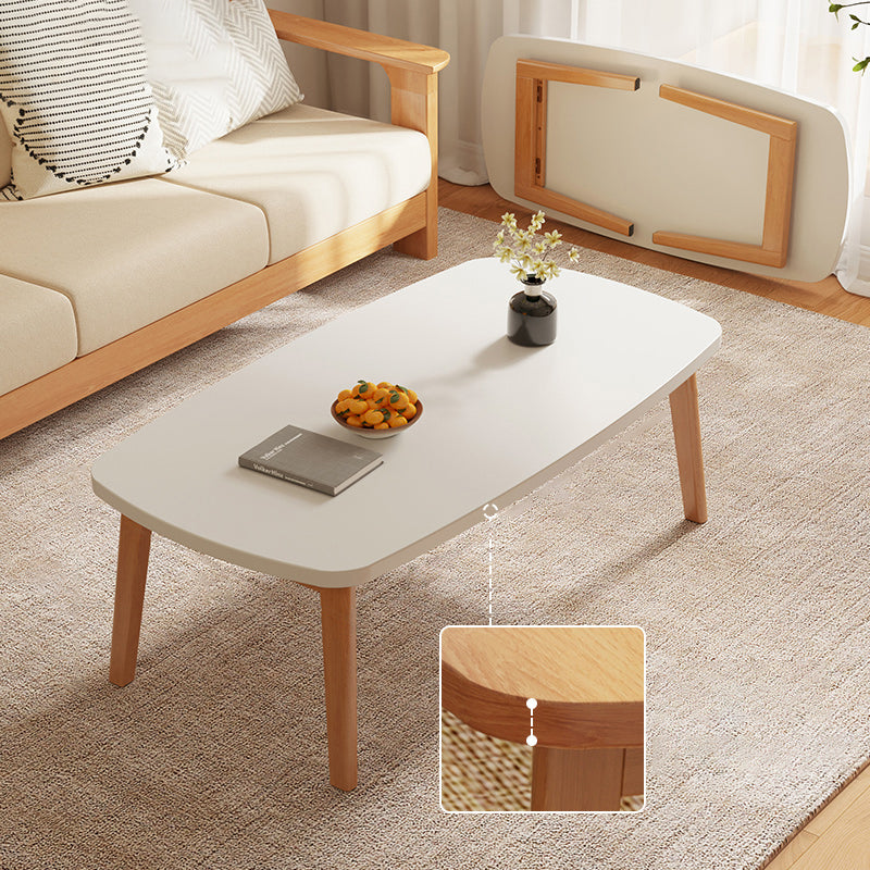 Simple Solid Wood Rectangular Coffee Table 4 Legs Folding Cocktail Table 39"L x 22"W x 17"H White Foldable Clearhalo 'Coffee & Accent Tables' 'Coffee Tables' 'coffee_tables' 'furn' 'furn_coffee_tables' 'Furniture' 'Living Room Furniture' 7534096