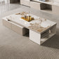 Rectangle Stone Cocktail Table Glam Single Coffee Table with Storage Drawers