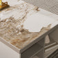 Rectangle Stone Cocktail Table Glam Single Coffee Table with Storage Drawers