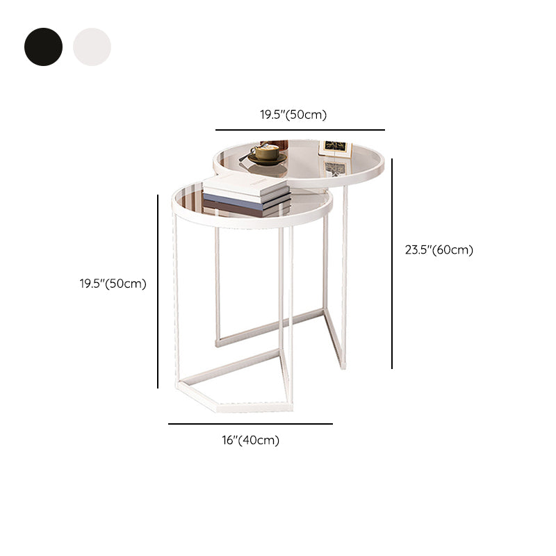 Minimalistic Coffee Table Round Glass Top Cocktail Table with Storage Clearhalo 'Coffee & Accent Tables' 'Coffee Tables' 'coffee_tables' 'furn' 'furn_coffee_tables' 'Furniture' 'Living Room Furniture' 7534158