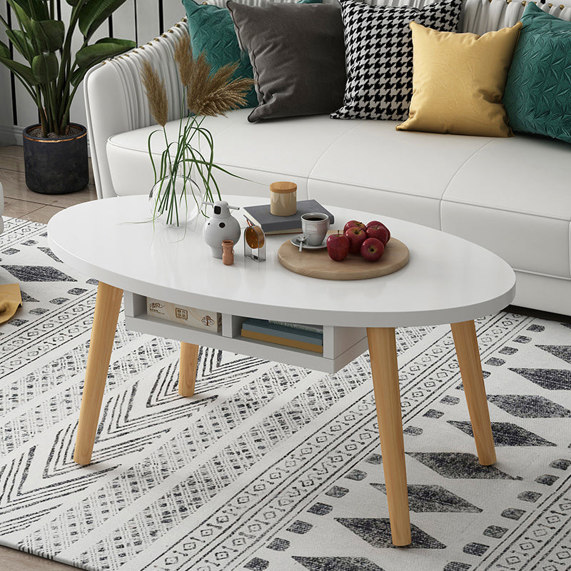 Country Farmhouse Coffee Table Folding Wooden Coffee Cocktail Table 31"L x 16"W x 17"H White Storage Included Clearhalo 'Coffee & Accent Tables' 'Coffee Tables' 'coffee_tables' 'furn' 'furn_coffee_tables' 'Furniture' 'Living Room Furniture' 7534193