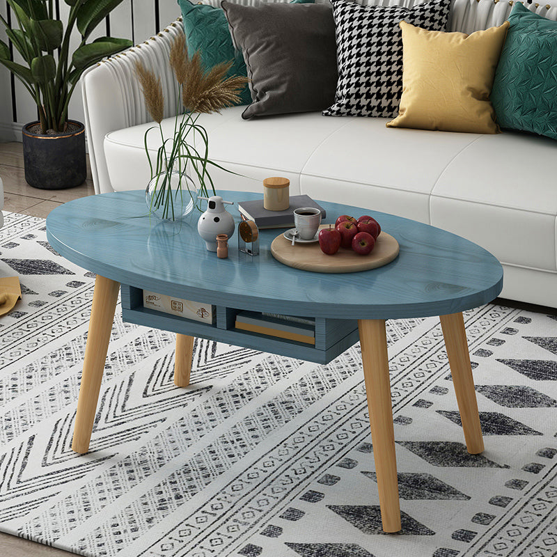 Country Farmhouse Coffee Table Folding Wooden Coffee Cocktail Table 31"L x 16"W x 17"H Blue Storage Included Clearhalo 'Coffee & Accent Tables' 'Coffee Tables' 'coffee_tables' 'furn' 'furn_coffee_tables' 'Furniture' 'Living Room Furniture' 7534195