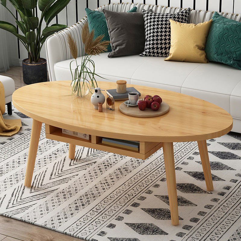 Country Farmhouse Coffee Table Folding Wooden Coffee Cocktail Table 47"L x 24"W x 17"H Natural Storage Included Clearhalo 'Coffee & Accent Tables' 'Coffee Tables' 'coffee_tables' 'furn' 'furn_coffee_tables' 'Furniture' 'Living Room Furniture' 7534200